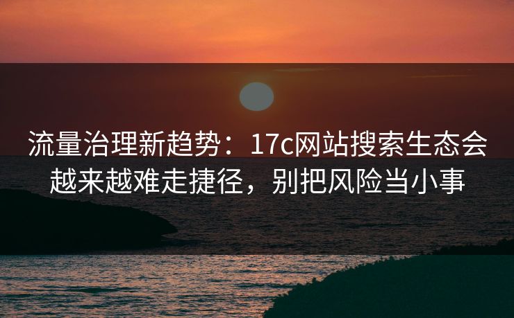 流量治理新趋势:17c网站搜索生态会越来越难走捷径,别把风险当小事 流量治理新趋势:17c网站搜索生态会越来越难走捷径,别把风险当小事