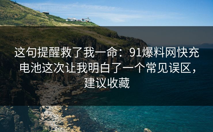 这句提醒救了我一命：91爆料网快充电池这次让我明白了一个常见误区，建议收藏
