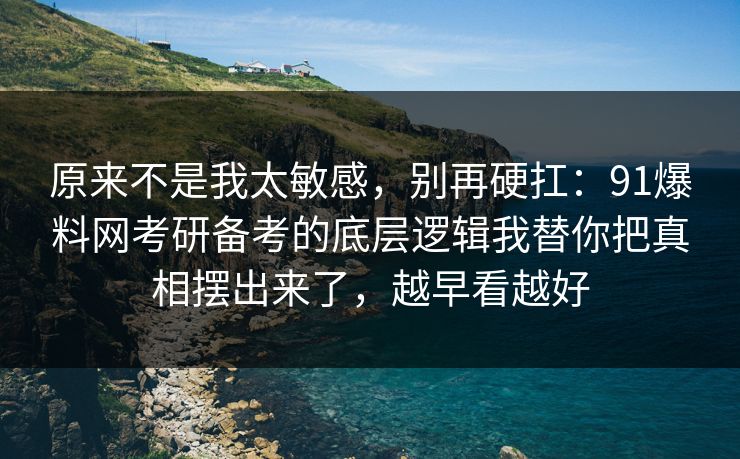 原来不是我太敏感，别再硬扛：91爆料网考研备考的底层逻辑我替你把真相摆出来了，越早看越好