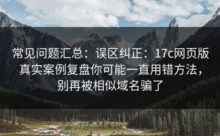 常见问题汇总：误区纠正：17c网页版真实案例复盘你可能一直用错方法，别再被相似域名骗了