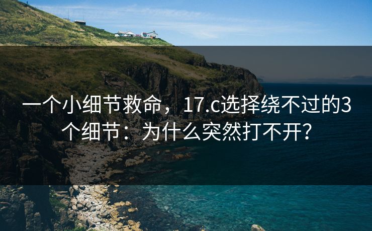 一个小细节救命，17.c选择绕不过的3个细节：为什么突然打不开？