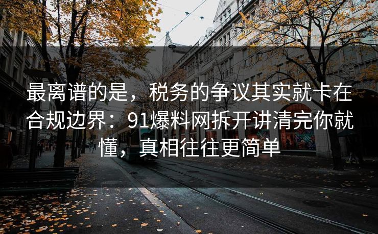 最离谱的是,税务的争议其实就卡在合规边界:91爆料网拆开讲清完你就懂,真相往往更简单 最离谱的是,税务的争议其实就卡在合规边界:91爆料网拆开讲清完你就懂,真相往往更简单