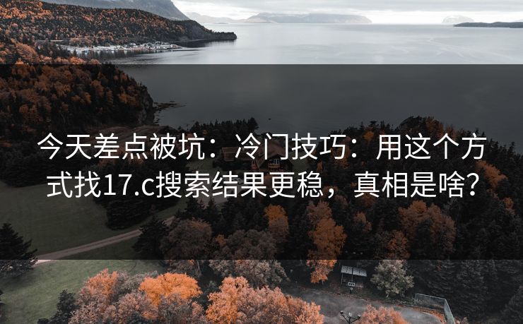 今天差点被坑:冷门技巧:用这个方式找17.c搜索结果更稳,真相是啥? 今天差点被坑:冷门技巧:用这个方式找17.c搜索结果更稳,真相是啥?