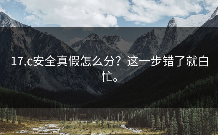 17.c安全真假怎么分？这一步错了就白忙。